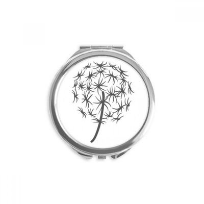 Star Dandelion Outline Flower Hand Compact Mirror Round Portable Pocket Glass
