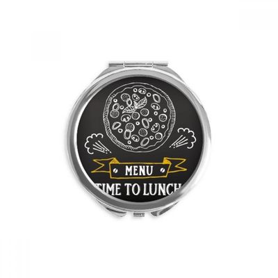 Time To Lunch Pizza Foods Hand Compact Mirror Round Portable Pocket Glass