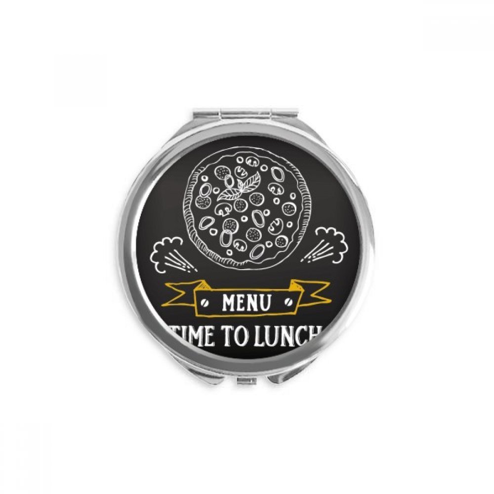 Time To Lunch Pizza Foods Hand Compact Mirror Round Portable Pocket Glass