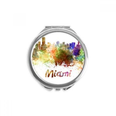 Mia America City Watercolor Hand Compact Mirror Round Portable Pocket Glass