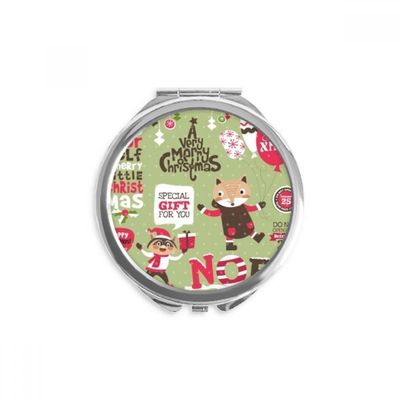 mas Animal Merry mas Festival Hand Compact Mirror Round Portable Pocket Glass