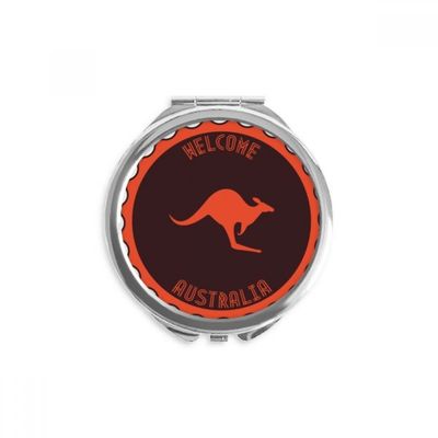 Australia Flavor Kangaroo Emblem Outline Hand Compact Mirror Round Portable Pocket Glass