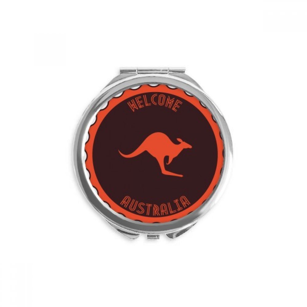 Australia Flavor Kangaroo Emblem Outline Hand Compact Mirror Round Portable Pocket Glass