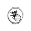 Black Beach Coconut Tree Outline Hand Compact Mirror Round Portable Pocket Glass view 1