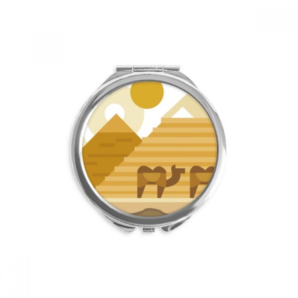 Egypt Yellow Green Sphinx Pyrads Camel Hand Compact Mirror Round Portable Pocket Glass
