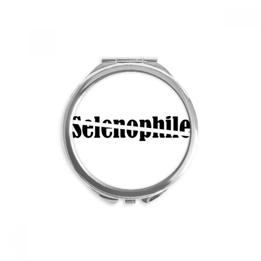 Stylish Word Selenophile Hand Compact Mirror Round Portable Pocket Glass