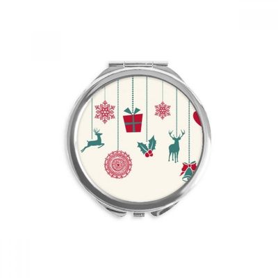 mas Elk Snowflake Heart Festival Hand Compact Mirror Round Portable Pocket Glass