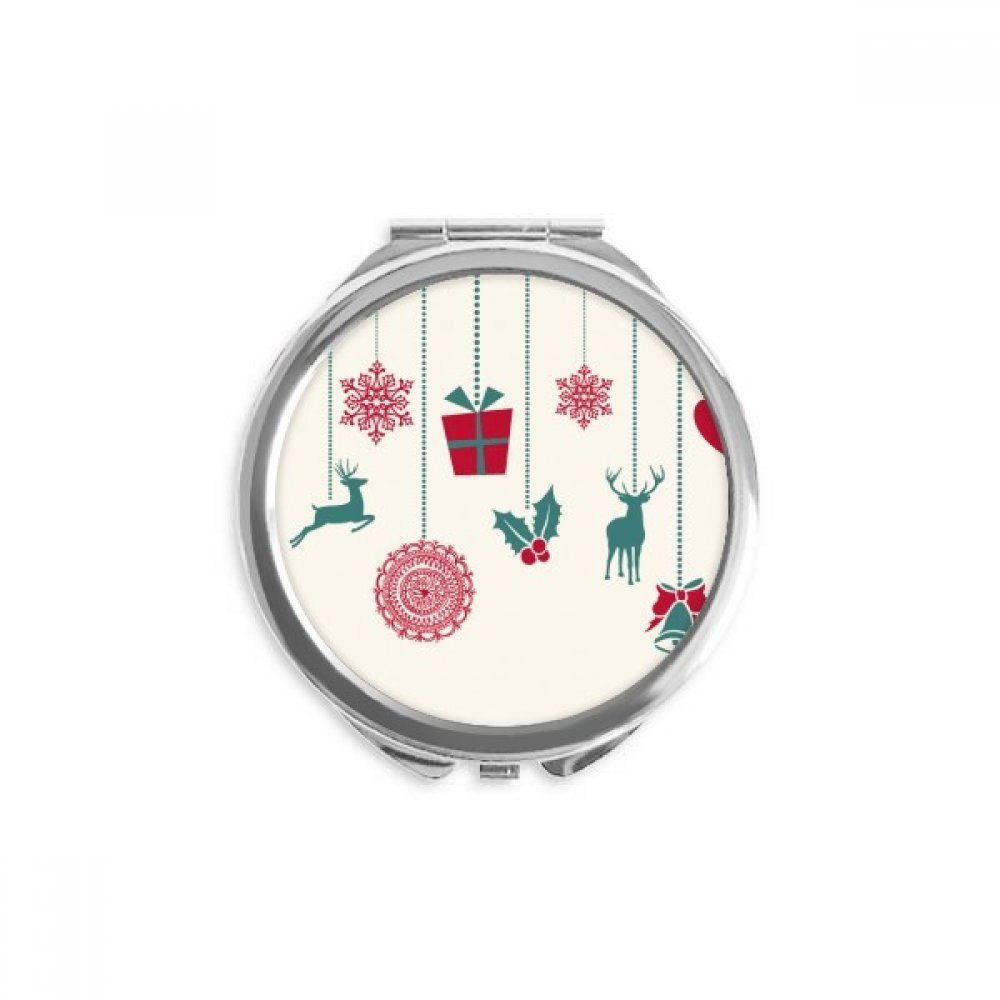 mas Elk Snowflake Heart Festival Hand Compact Mirror Round Portable Pocket Glass