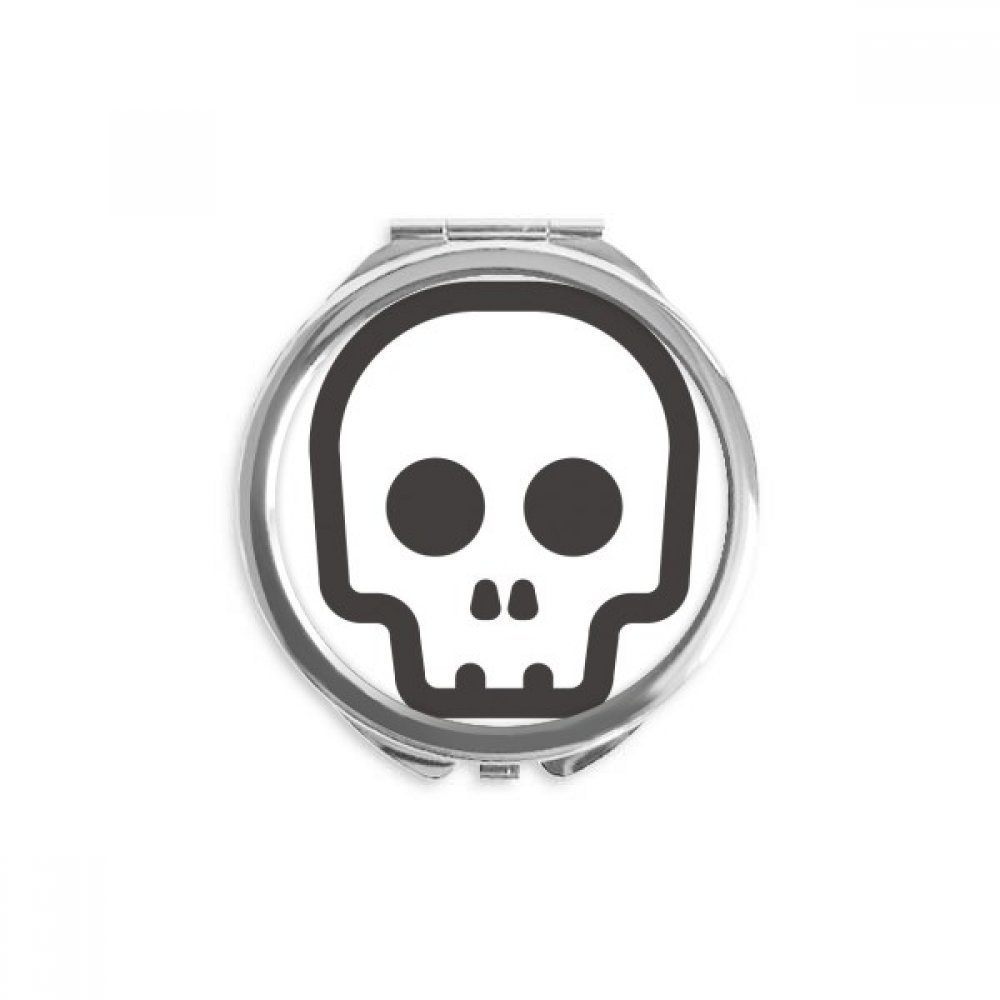 Wordless Black Skeleton Happy Hand Compact Mirror Round Portable Pocket Glass