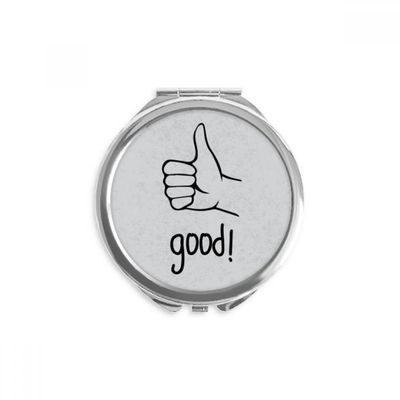 Black Thumb Personalized Gesture Hand Compact Mirror Round Portable Pocket Glass