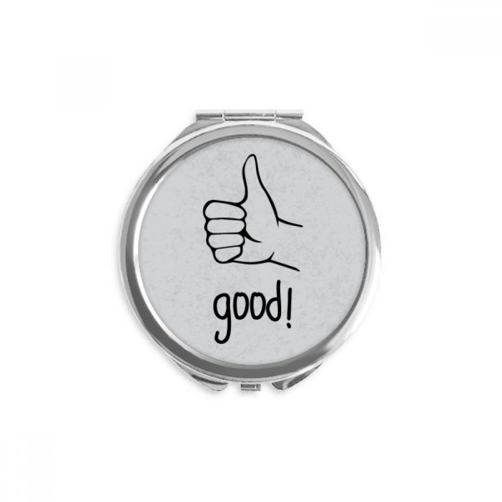 Black Thumb Personalized Gesture Hand Compact Mirror Round Portable Pocket Glass
