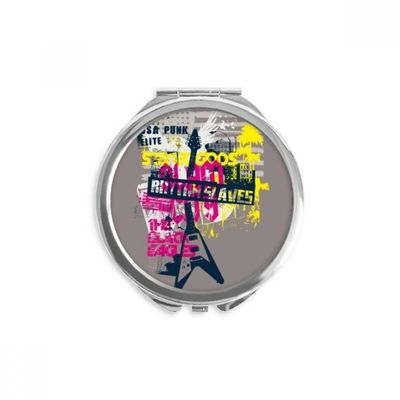Graffiti Street Culture Colorful Guitar Pattern Hand Compact Mirror Round Portable Pocket Glass