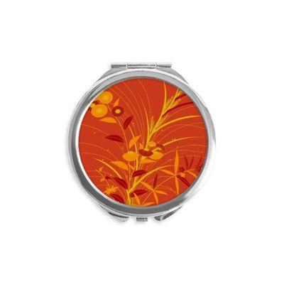 Painting Japanese Culture Gold Hand Compact Mirror Round Portable Pocket Glass