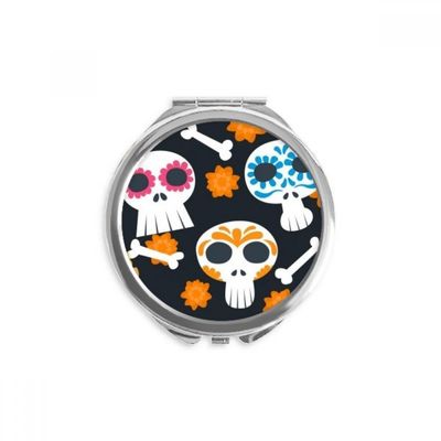 Bones l Flower Mexico Culture Illustration Hand Compact Mirror Round Portable Pocket Glass