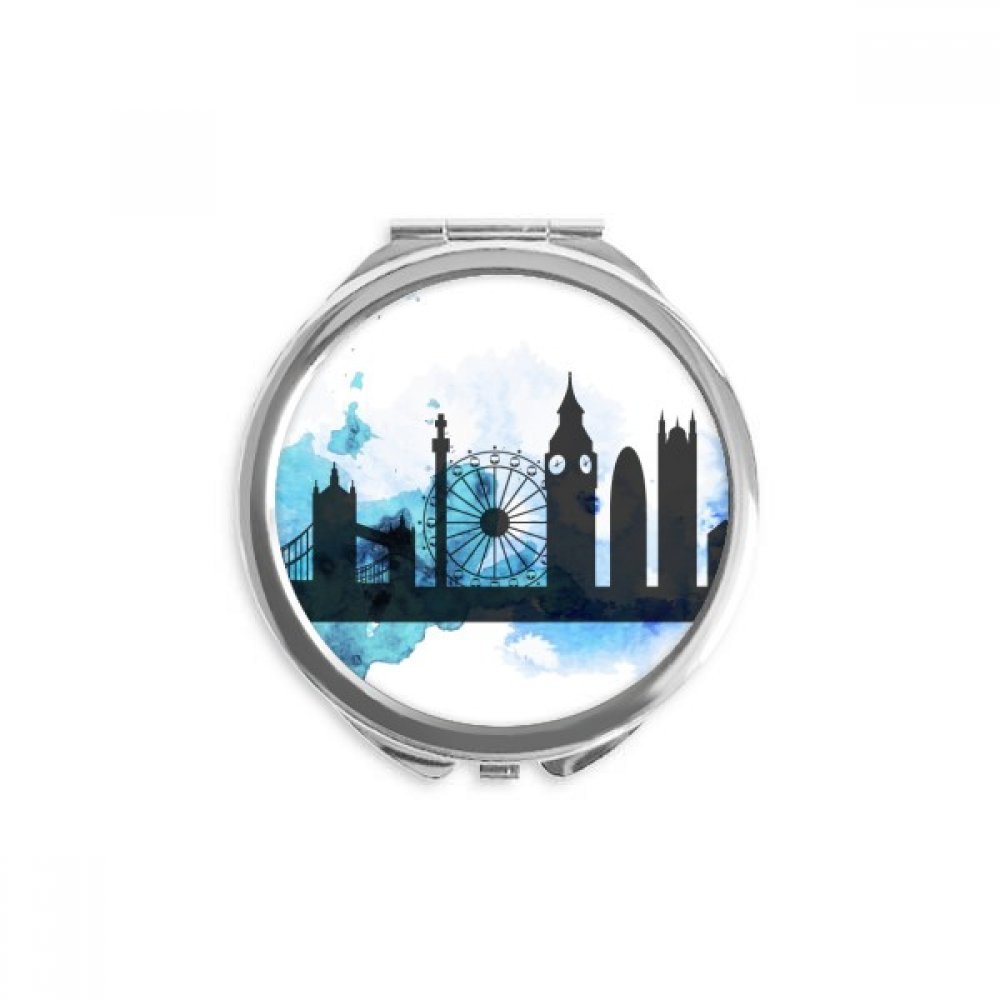 London Tower Bridge Outline England Hand Compact Mirror Round Portable Pocket Glass