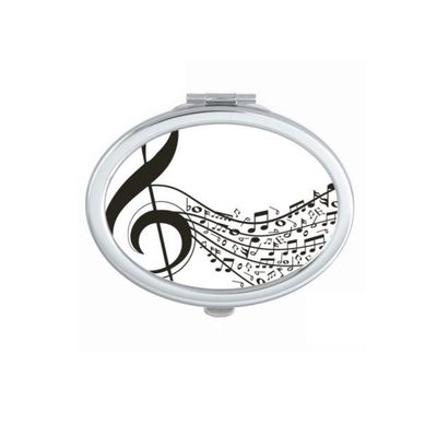 Flappg Music Notes Treble Clef Mirror Oval Portable Hand Pocket Makeup