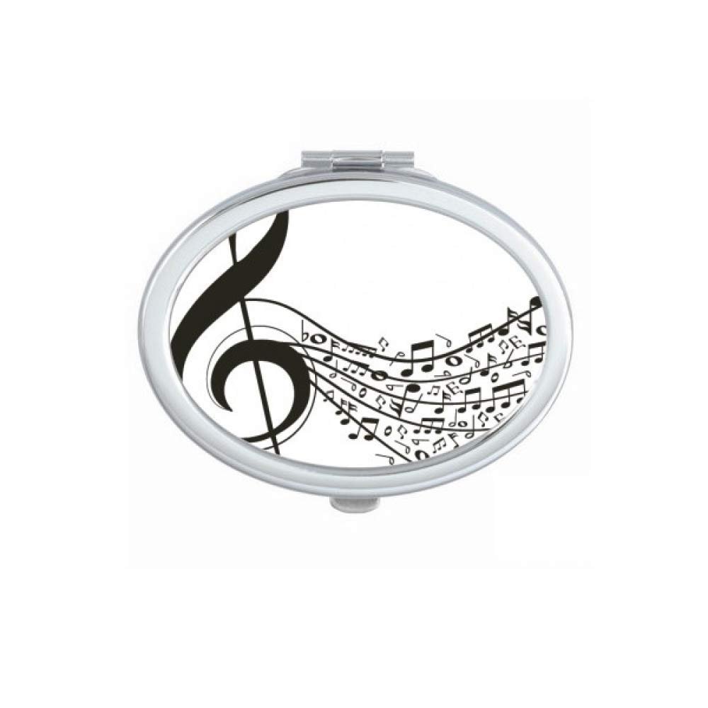 Flappg Music Notes Treble Clef Mirror Oval Portable Hand Pocket Makeup