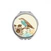 Freehand Sketch Flower Bird Blue Black Hand Compact Mirror Round Portable Pocket Glass view 1