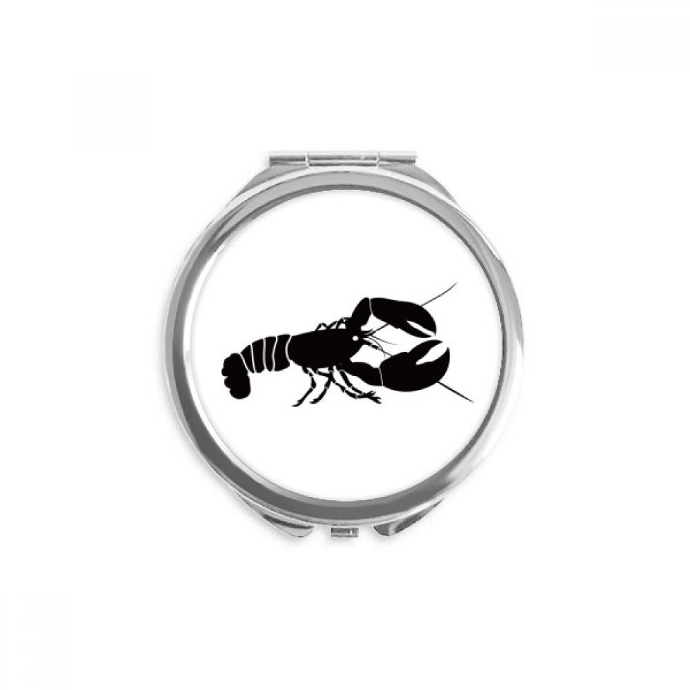 Shrimp Marine Life Black Illustration Hand Compact Mirror Round Portable Pocket Glass
