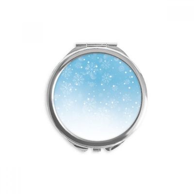 Snow Snowflake Weather Blue Sky Hand Compact Mirror Round Portable Pocket Glass
