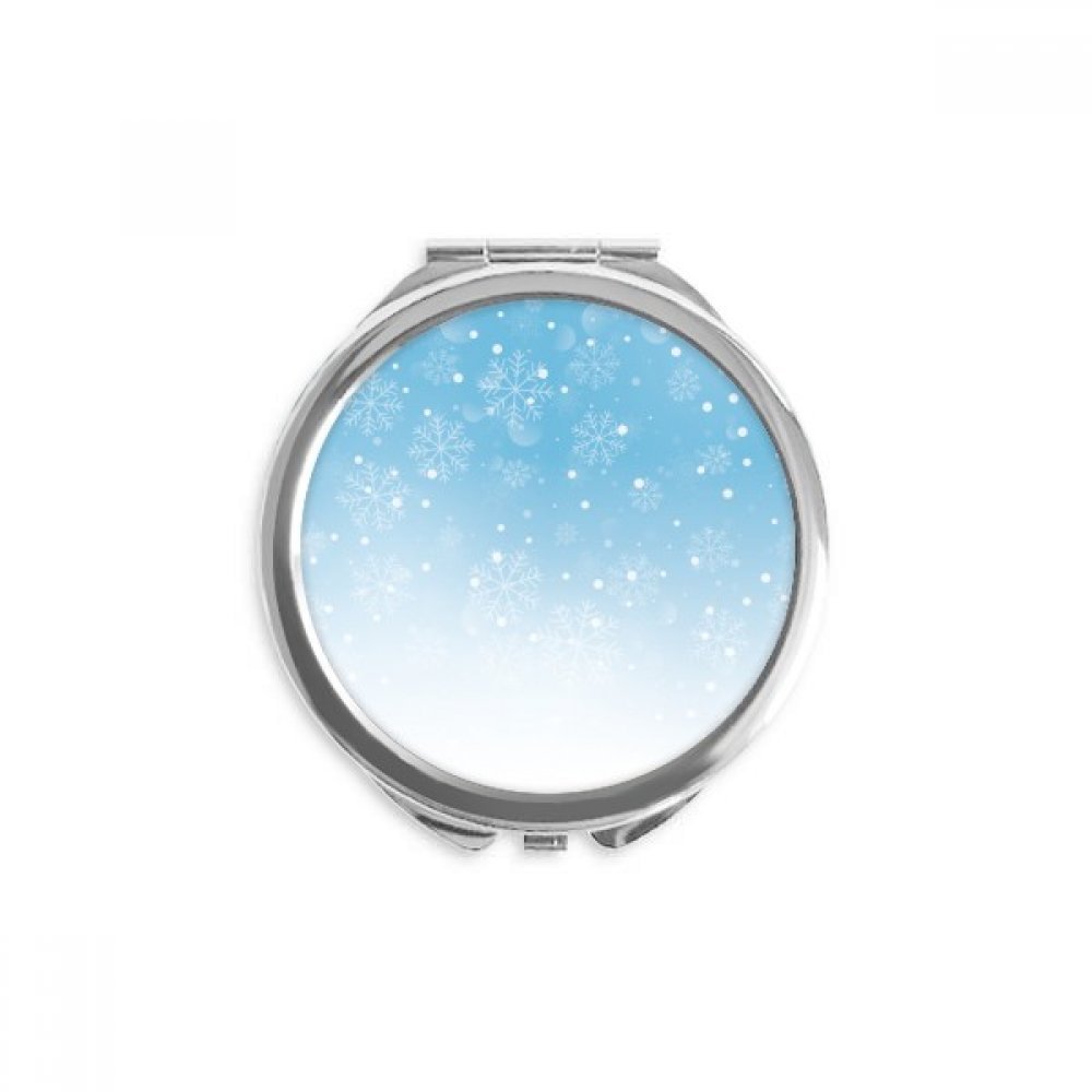 Snow Snowflake Weather Blue Sky Hand Compact Mirror Round Portable Pocket Glass