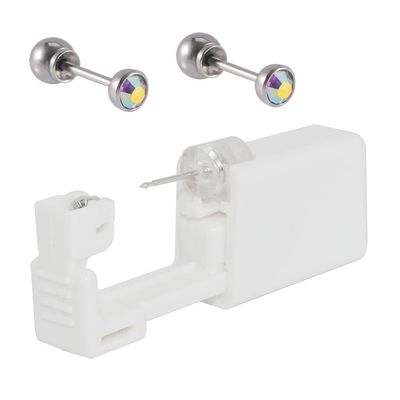 CHUANCI Pair Disposable Sterile Ear Piercing Unit Ear Cartilage Tragus Helix Piercing Gun NO Pain Piercer Tool Machine Choose Design (Pair 4mm AB Zircon)