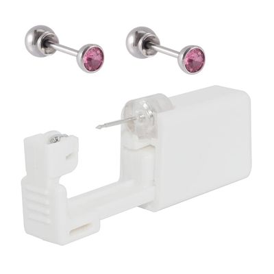 CHUANCI Pair Disposable Sterile Ear Piercing Unit Ear Cartilage Tragus Helix Piercing Gun NO Pain Piercer Tool Machine Choose Design (Pair 4mm Pink Zircon)