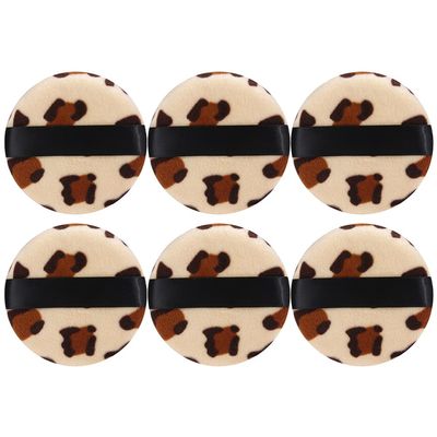 6pcs Leopard Print Puff loose powder applicator makeup remover sponge foundation apply pad Cosmetic sponge puff makeup puffs pads Body Makeup synthetic sponge dry powder make up