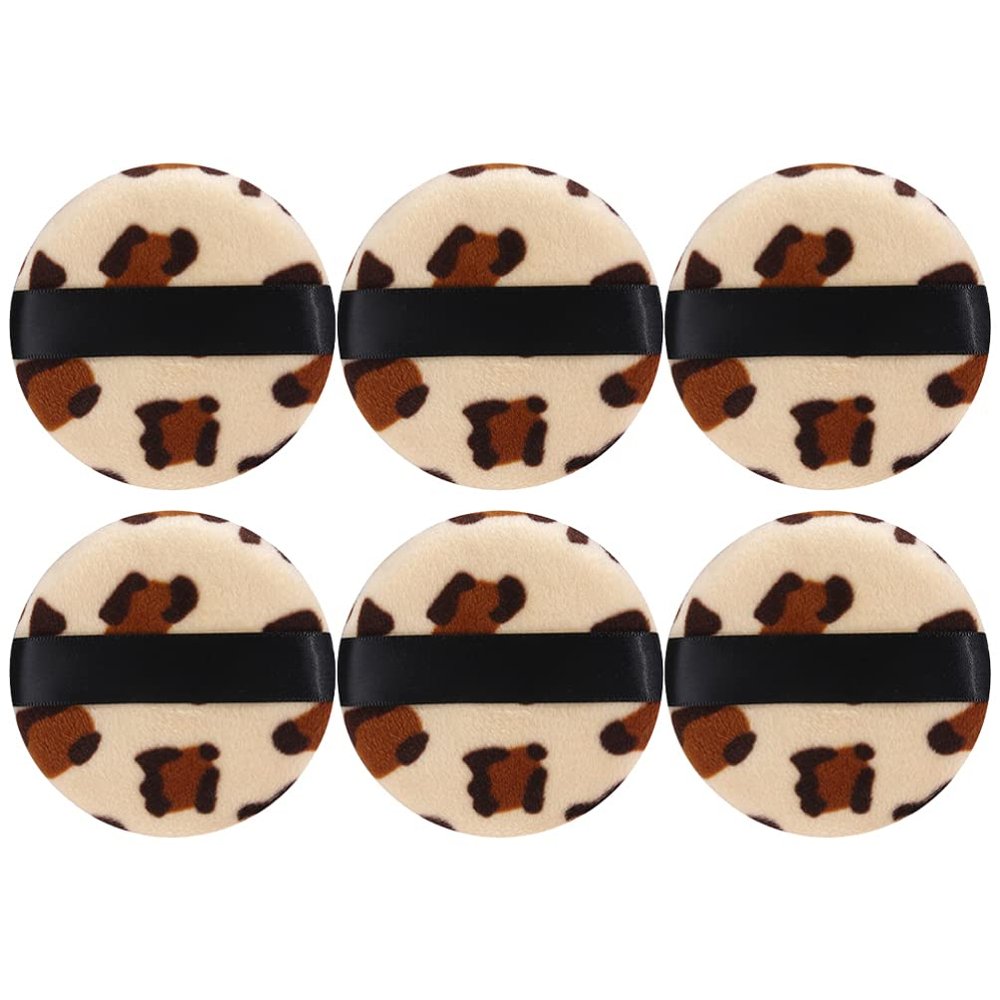 6pcs Leopard Print Puff loose powder applicator makeup remover sponge foundation apply pad Cosmetic sponge puff makeup puffs pads Body Makeup synthetic sponge dry powder make up