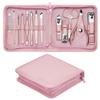 FAMILIFE 13pcs Manicure Set With Rose Gold Professional Grooming Kit Pink Leather Travel Nail Case and 100% Stainless Steel Ingrown Toenail File and Lifter Double Sided with Storage Portable Case view 2