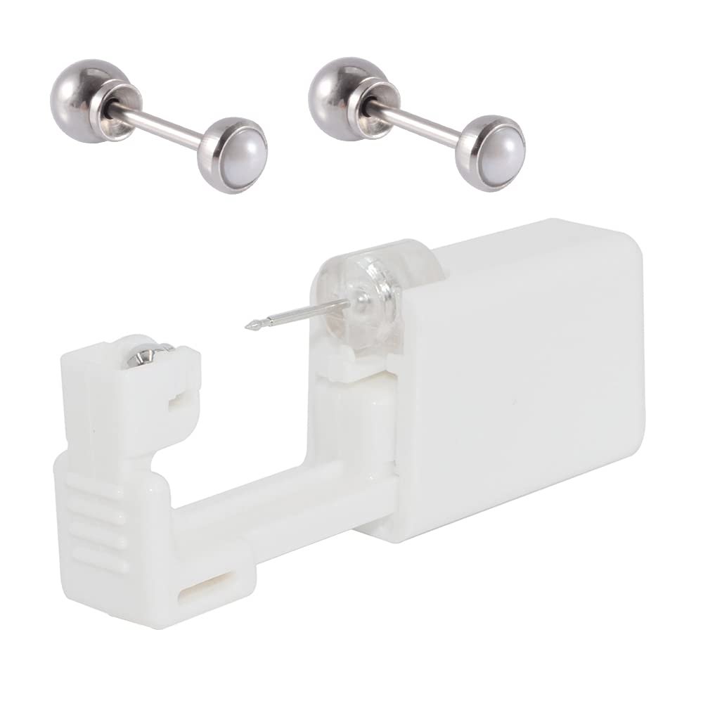 CHUANCI Pair Disposable Sterile Ear Piercing Unit Ear Cartilage Tragus Helix Piercing Gun NO Pain Piercer Tool Machine Choose Design (Pair 4mm Peal)