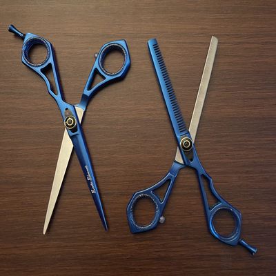 Hair Stylist Special Edition Mustache Hair Eyebrow and Beard Cutting Scissors Set Blue & Stainless Steel Scissor Kit