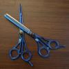 Hair Stylist Special Edition Mustache Hair Eyebrow and Beard Cutting Scissors Set Blue & Stainless Steel Scissor Kit view 3