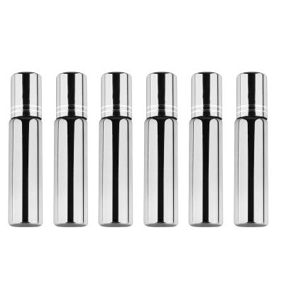 10 Ml Essential Oil Roller Bottles Empty Refillable Roll on Bottles with Stainless Steel Balls for Women Essence, Perfume or Other Liquids, 6pcs, Silver.