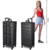 BYOOTIQUE 4in1 Rolling Makeup Case Aluminum Cosmetic Train Case Organizer with Mirror Extra Large Storage Trolley 360-degree Swivel Wheels view 2