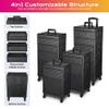 BYOOTIQUE 4in1 Rolling Makeup Case Aluminum Cosmetic Train Case Organizer with Mirror Extra Large Storage Trolley 360-degree Swivel Wheels view 3