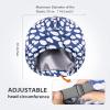 INNELO Luxury Shower Cap for Women Reusable Waterproof, Double Layered Shower Hair Cap with Adjustable Elastic Strap, Large Satin Lined Shower Bath Cap for Long Curly Straight Hair, Blue view 3