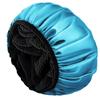 Aquior Shower Cap,Extra Large Triple Layer Bathing Cap with Dry Hair Function for Women Microfiber Terry Cloth Silky Satin 100% Waterproof Reusable Long Hair Bath Caps (Blue) view 1