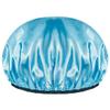 Aquior Shower Cap,Extra Large Triple Layer Bathing Cap with Dry Hair Function for Women Microfiber Terry Cloth Silky Satin 100% Waterproof Reusable Long Hair Bath Caps (Blue) view 3