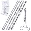 Chumia Piercing Kit 100 Pcs Piercing Needle with 1 Pcs Clamps Stainless Forceps Clamp Hollow Needle Mixed Sizes 12g 14g 16g 18g 20g for Ear Nipple Belly Tongue Body Tools view 1