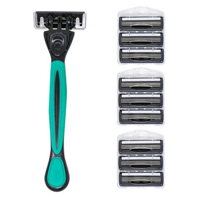 10 ManMade Stainless Steel Replacement Razors | Use for All Skin Types | Gives the Skin a Smooth and Clean shave with our Anti-Friction Technology (Green)