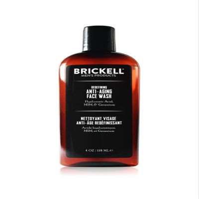 Brickell Men's Redefining Anti-Aging Face Wash For Men, Natural and Organic, Foaming Gel Face Wash Firms & Plumps Skin to Reduce Signs of Aging (Scented, 4 oz)