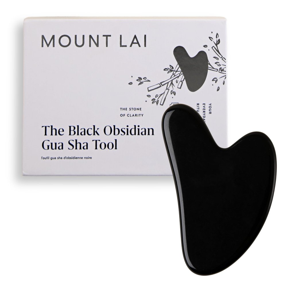 Mount Lai Obsidian Gua Sha Facial Tool  The Stone of Transformation  100% Genuine Black Obsidian Stone Face Sculpting Tool for Lymphatic Drainage, Puffiness Reduction & Jaw Tension Relief