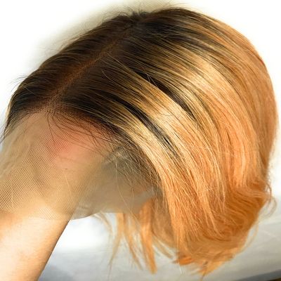 12inches Rose Gold human hair lace wig; human hair lace front wig