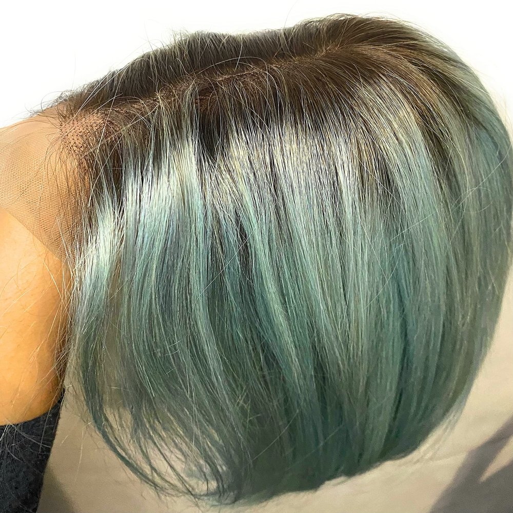 10inches Rose Blue ombre lace wig; Lace front wig