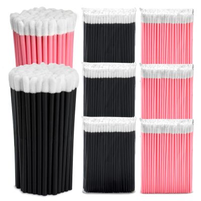 600pcs Disposable Lip Applicators, Lipstick Brushes & Lip Wands - Black & Pink 3.6 Inch Hygienic Makeup Applicators for Precision Application of Liquid Lipstick, Lip Color, Gloss & Cosmetics