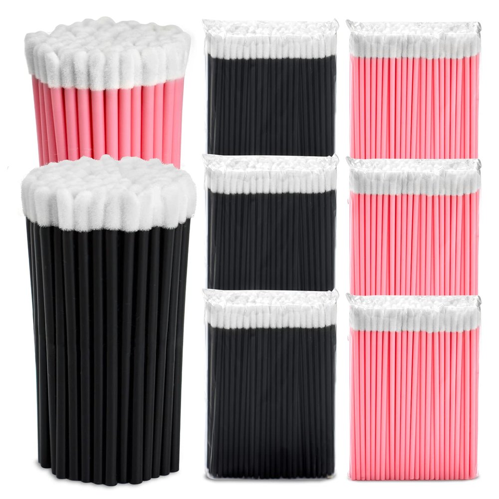 600pcs Disposable Lip Applicators, Lipstick Brushes & Lip Wands - Black & Pink 3.6 Inch Hygienic Makeup Applicators for Precision Application of Liquid Lipstick, Lip Color, Gloss & Cosmetics