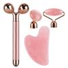 4-in-1 Face Massager and Gua Sha Set for Women, Rose Quartz Face Roller Skin Care Tools Electric Eye Massager Tool for Face Skin Roller view 3
