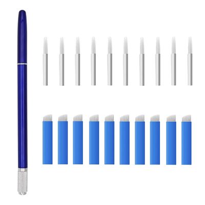 XIAOYU Microblading Pen Professional Manual Tattoo Eyebrow Pen With Needle Permanent Makeup Supplies, Blue