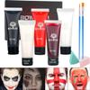 Bowitzki Halloween Makeup Set Special Effects Kit Cream Face Paint Water Based Liquid Latex Fake Blood Brush Sponges Body Painting SFX Zombie Vampire Monster Christmas Party (No Scar Wax) view 1